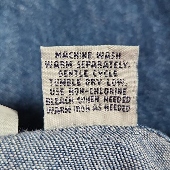 Cabin Creek Womens Denim Button Front Shirt Size PL Embroidered Farm Pumpkin - Picture 10 of 11